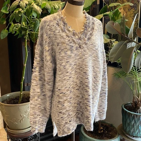Anthropologie Frayed Confetti Oversized sweater